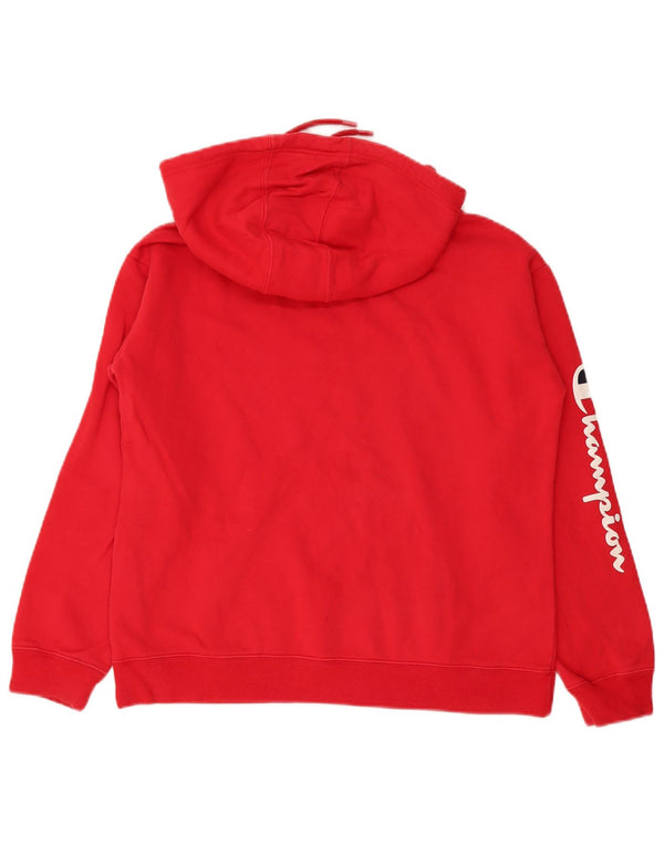 Jumper feminino com capuz e estampa gráfica Champion UK 10 pequeno algodão vermelho