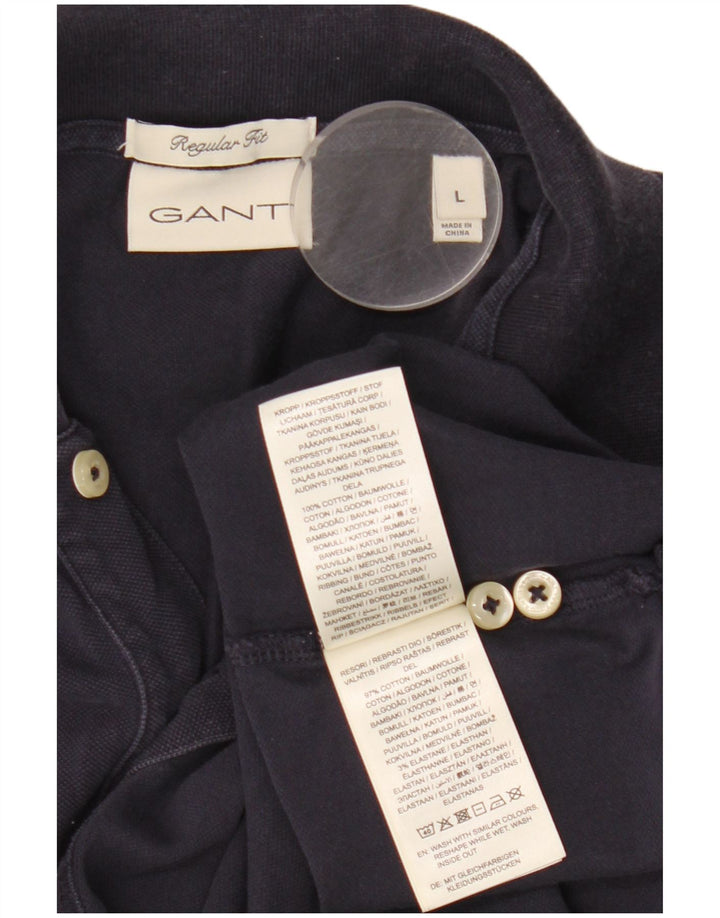 Camisa polo masculina Gant Regular Fit grande algodão azul marinho