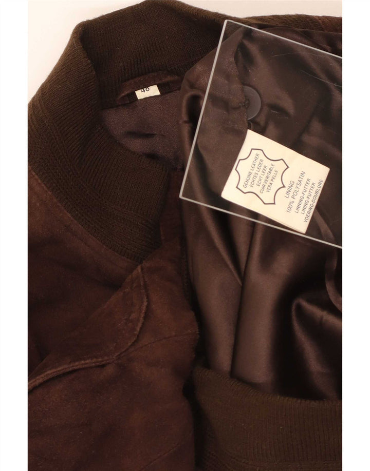 Jaqueta bomber masculina vintage de camurça IT 48 couro marrom médio