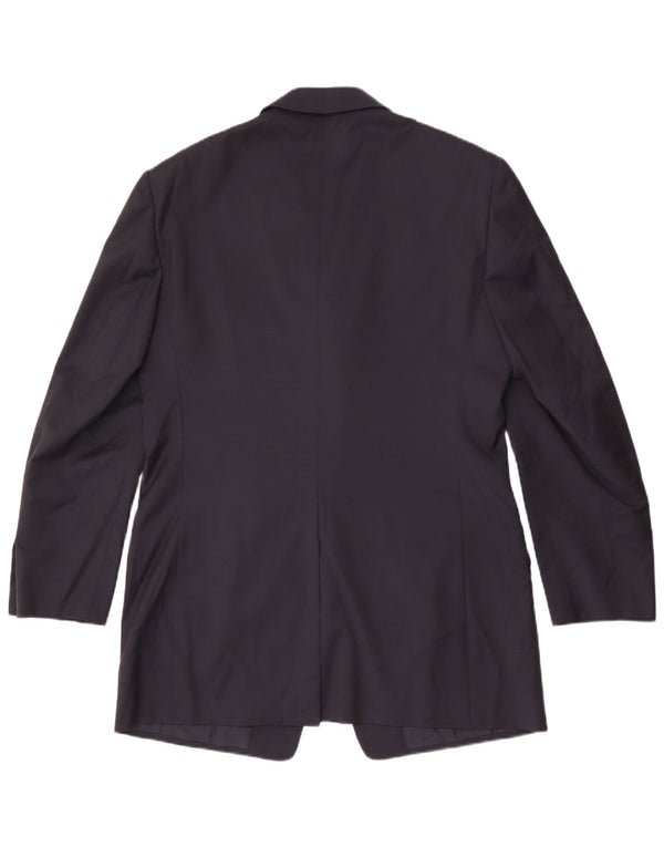Jaqueta blazer masculina Pal Zileri Longline com 3 botões IT 50 grande lã azul marinho