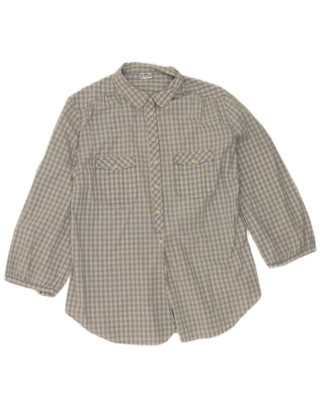 Camisa feminina de manga 3/4 Levi's Reino Unido 16 grande algodão guingão azul