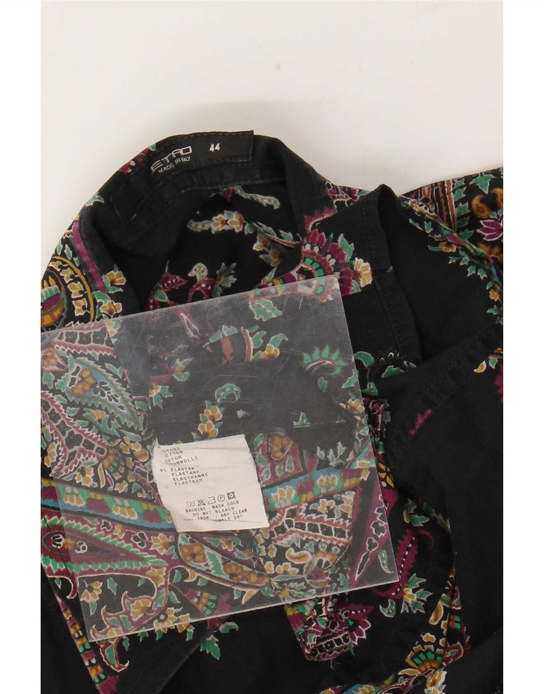 Camisa feminina Etro IT 44 algodão paisley preto médio