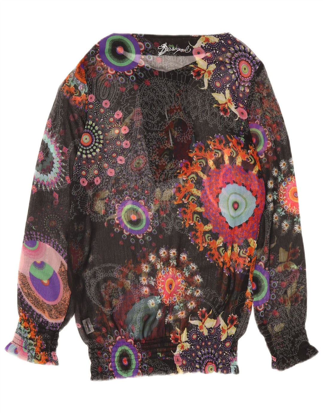 Blusa feminina transparente Desigual UK 12 média floral multicolorida