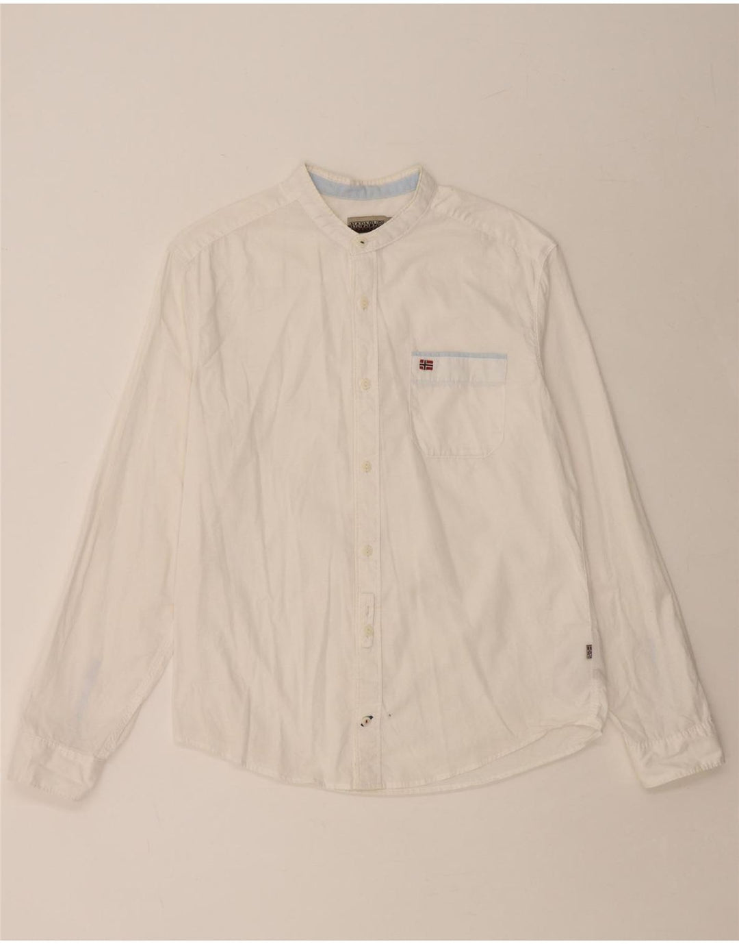 Camisa masculina NAPAPIJRI Geographic Regular Fit médio algodão branco