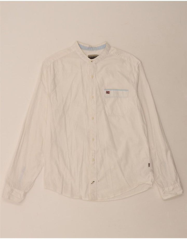 Camisa masculina NAPAPIJRI Geographic Regular Fit médio algodão branco