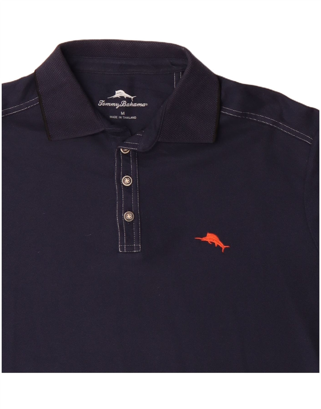 Camisa polo masculina TOMMY BAHAMA de algodão azul marinho médio