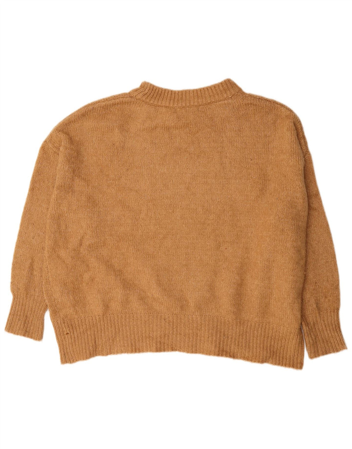 Zara Suéter feminino oversized com gola tartaruga Reino Unido 10 pequeno bege acrílico