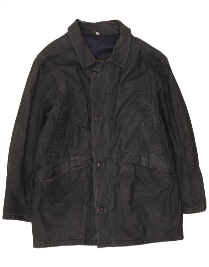 Casaco de couro masculino Blue Duck IT 50 grande azul marinho