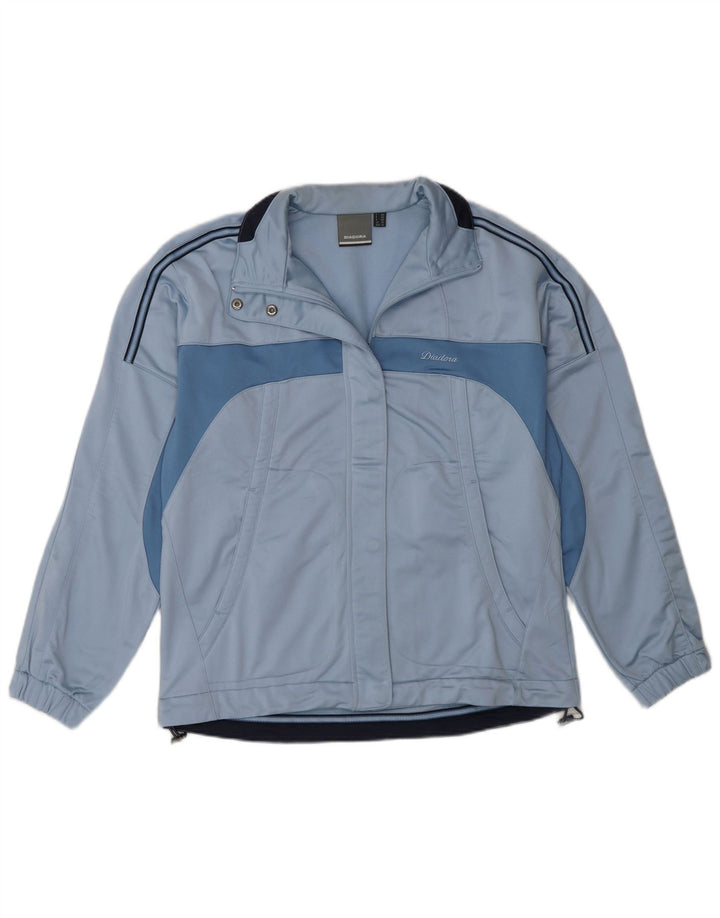 Diadora Womens Tracksuit Top Jacket UK 12 Medium Blue Colourblock Poliéster