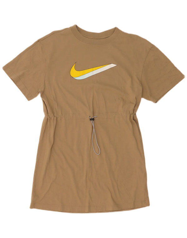 Camiseta feminina Nike com estampa oversized, vestido UK 10 pequeno algodão bege