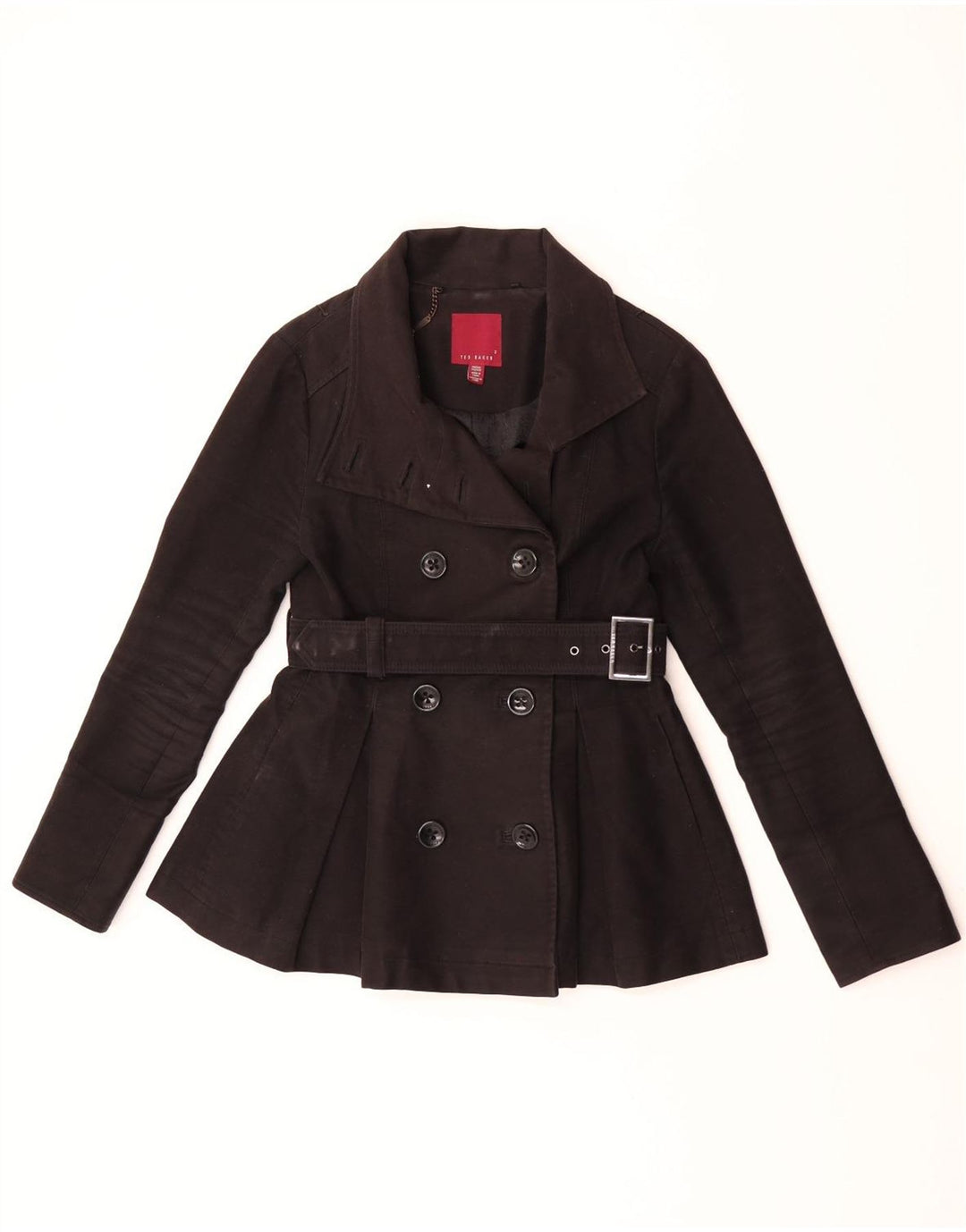 Casaco feminino Ted Baker Pea tamanho 2 pequeno algodão preto