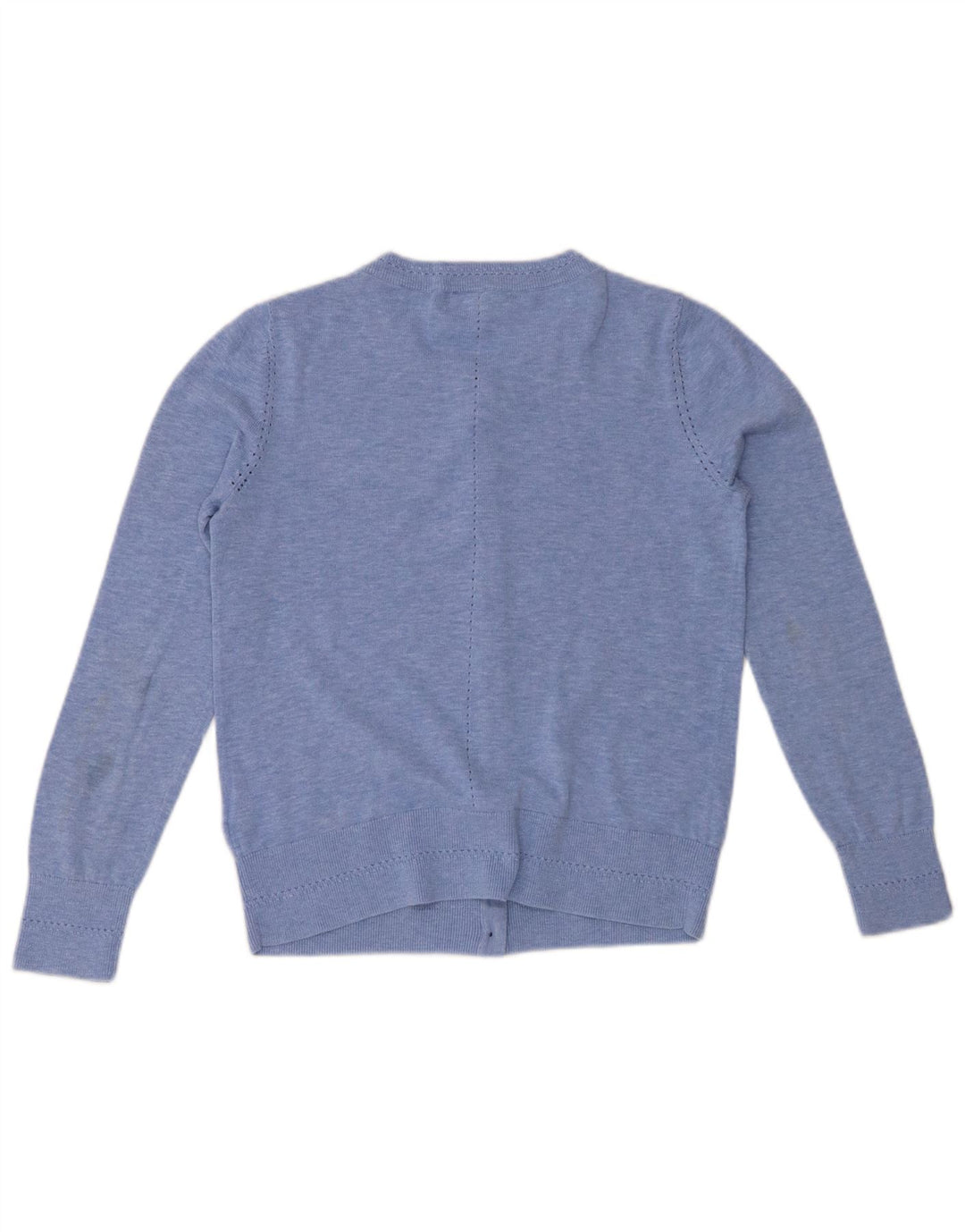 Suéter cardigã feminino WHITE STUFF Reino Unido 10 pequeno algodão manchado azul