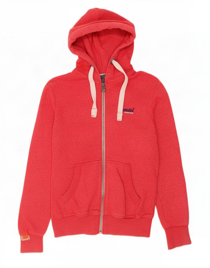 Suéter masculino Superdry com capuz e zíper médio algodão vermelho