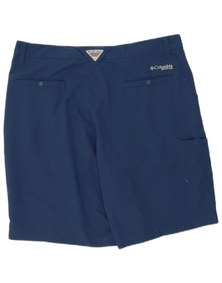 Columbia Mens Cargo Shorts W36 Grande Poliéster Xadrez Azul Marinho