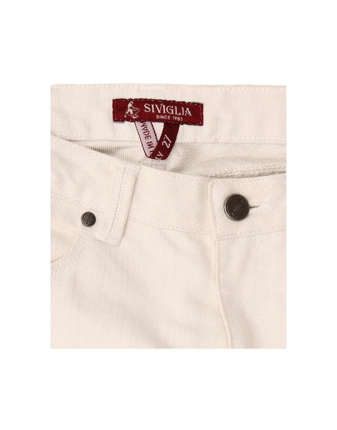 SIVIGLIA Jeans retos femininos W27 L27 algodão branco