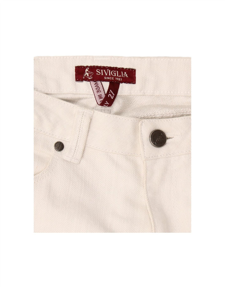 SIVIGLIA Jeans retos femininos W27 L27 algodão branco