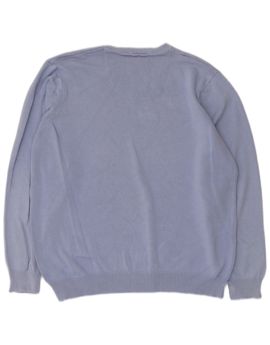 Suéter masculino Marks & Spencer Blue Harbor com decote em V, grande algodão azul