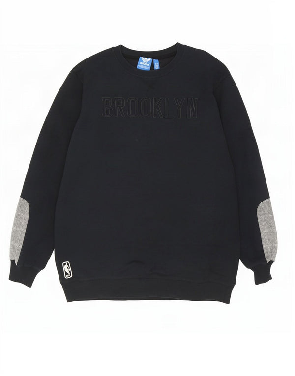 Adidas Mens Graphic Moletom Jumper Grande Preto Colorblock Algodão