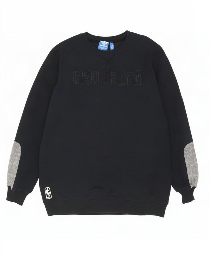 Adidas Mens Graphic Moletom Jumper Grande Preto Colorblock Algodão