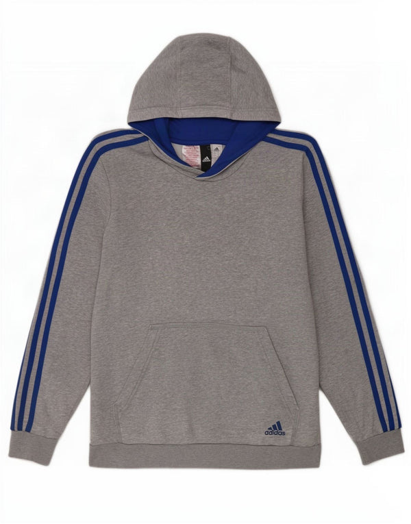 Adidas meninos moletom com capuz 13-14 anos algodão cinza