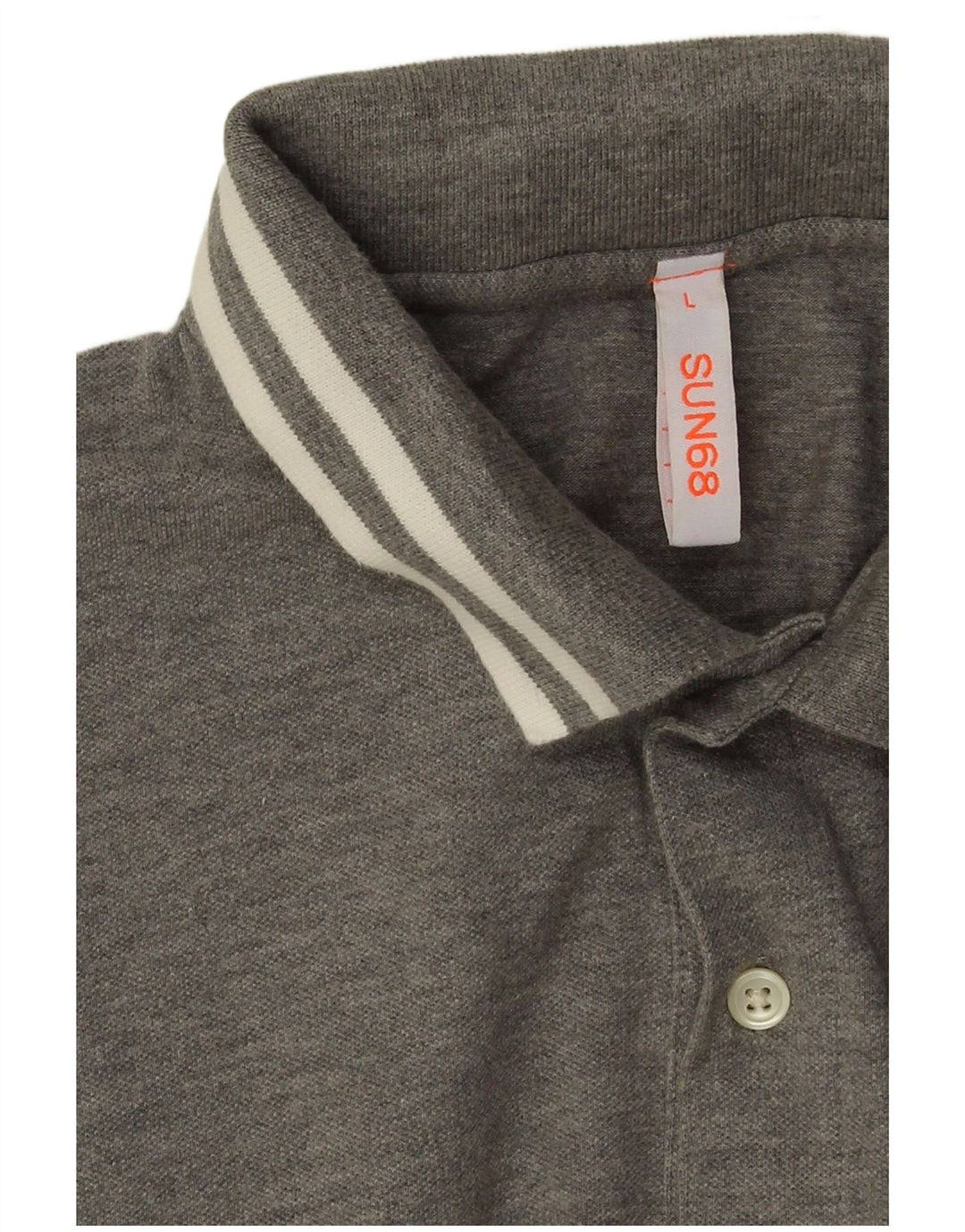 Camisa polo masculina Sun68 grande algodão manchado cinza