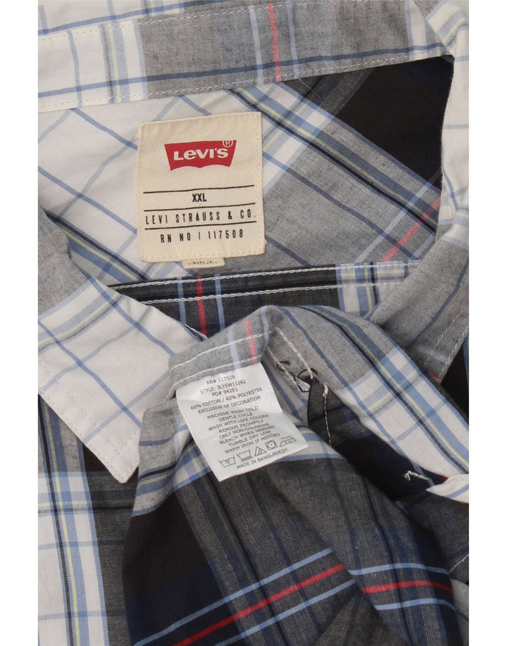 LEVI'S Mens Short Sleeve Shirt 2XL Grey Check Cotton Vintage Levi's and Second-Hand Levi's from Messina Hembry 