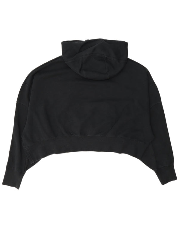 Nike Womens Crop Oversized Hoodie Jumper UK 14 Médio Algodão Preto