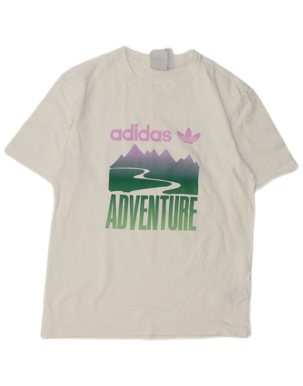 Adidas Mens Graphic T-Shirt Top XS Algodão Branco