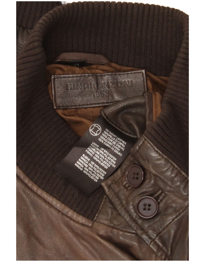 Jaqueta de couro masculina Minoronzoni 1953 Reino Unido 42 XL couro marrom