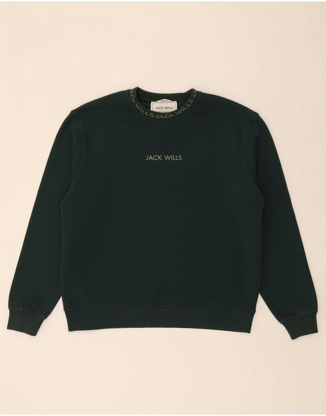 JACK WILLS Suéter masculino de ajuste relaxado grande algodão verde