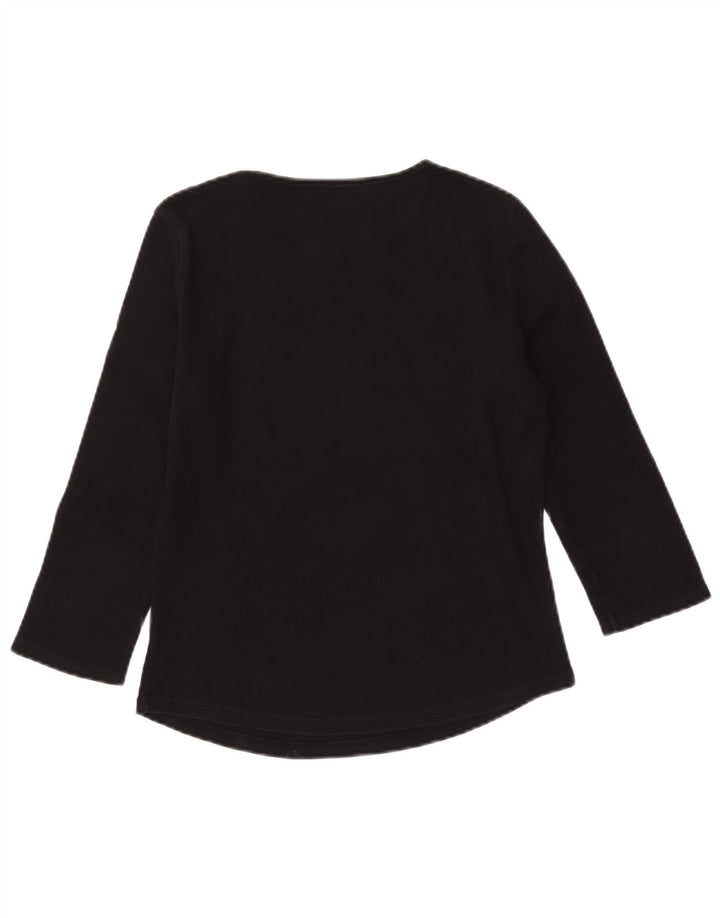 ARMANI JEANS Top gráfico feminino manga 3/4 Reino Unido 12 algodão preto médio