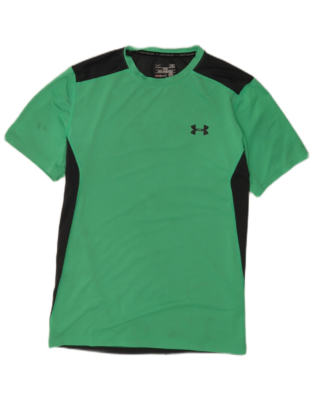 Camiseta masculina Under Armour Heat Gear Top médio verde colorblock poliéster