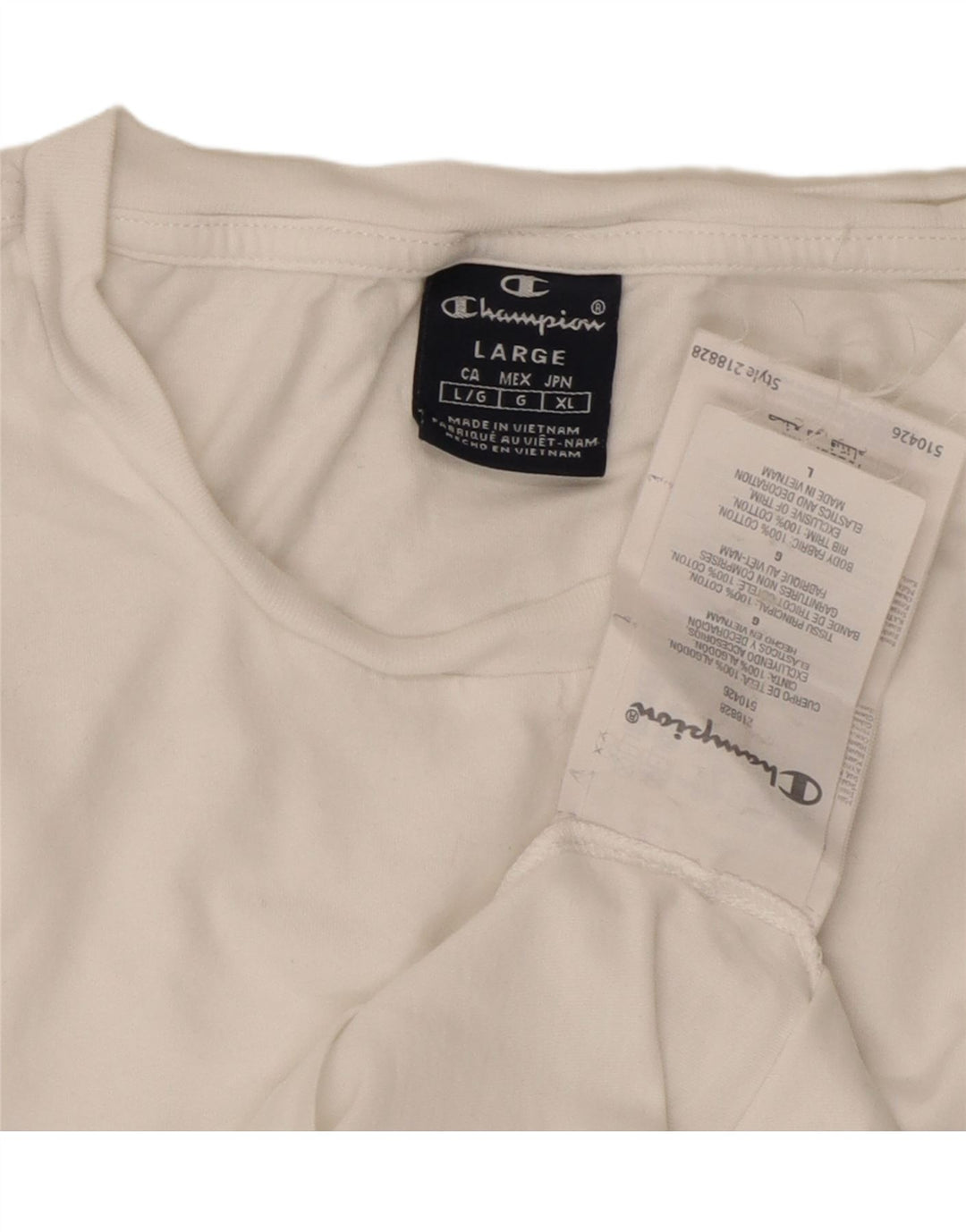 CAMPEÃO Camiseta masculina gráfica grande algodão branco