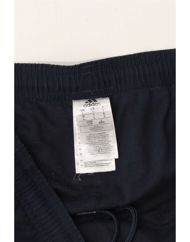 Calça de treino masculina Adidas Joggers grande poliéster azul marinho