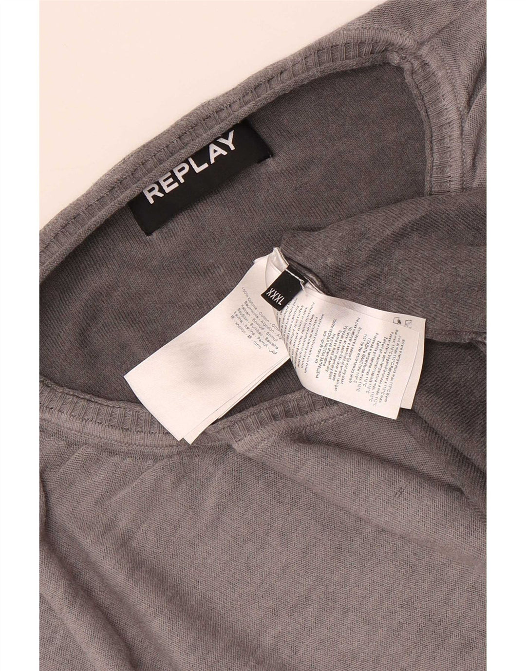 Suéter masculino Replay com gola redonda 3XL algodão cinza