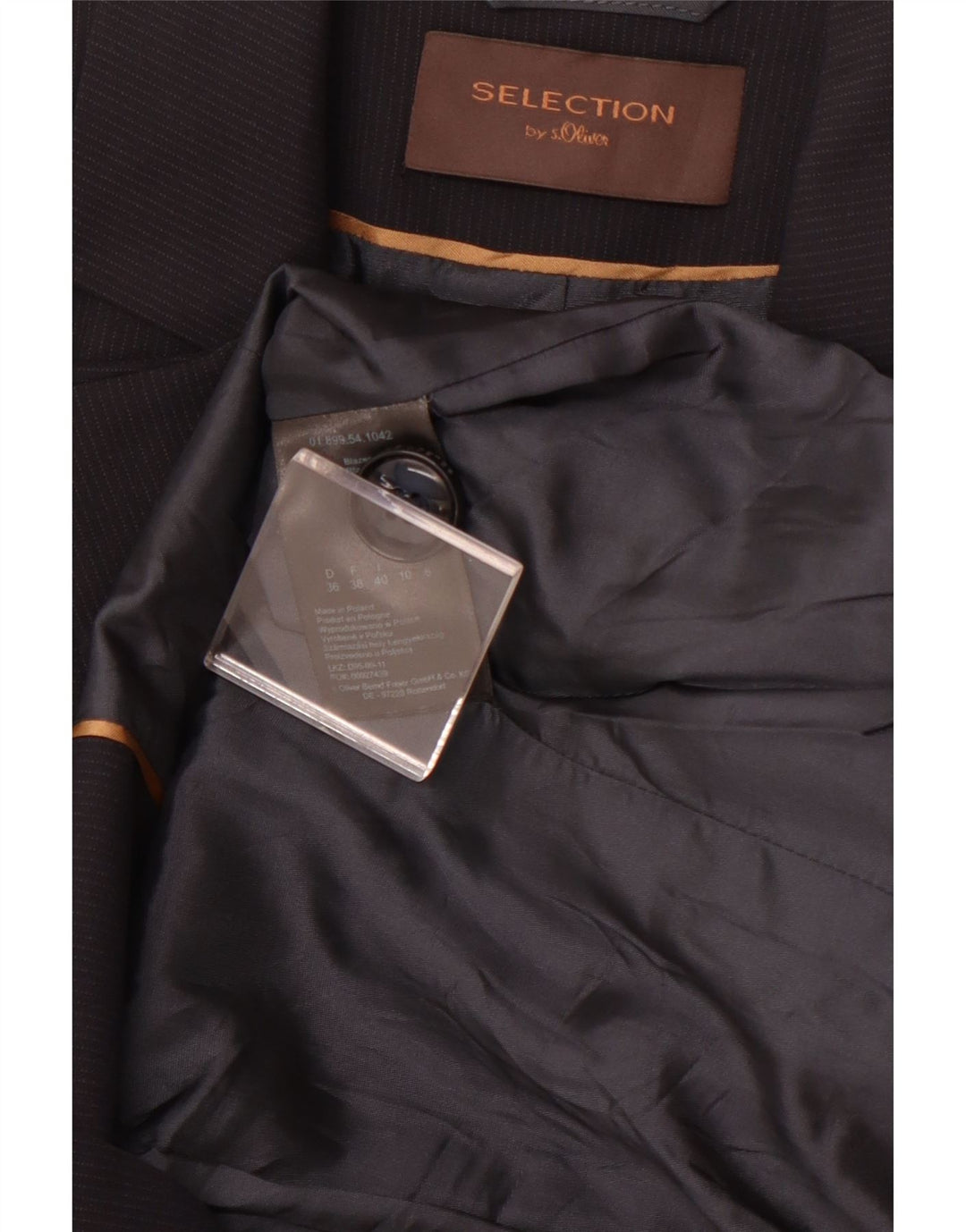 Jaqueta blazer feminina S.OLIVER com 2 botões Reino Unido 10 pequenas riscas azuis marinho