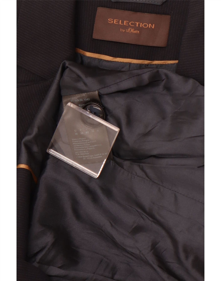 Jaqueta blazer feminina S.OLIVER com 2 botões Reino Unido 10 pequenas riscas azuis marinho