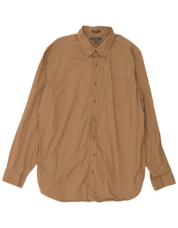 Camisa alta masculina Eddie Bauer grande algodão bege