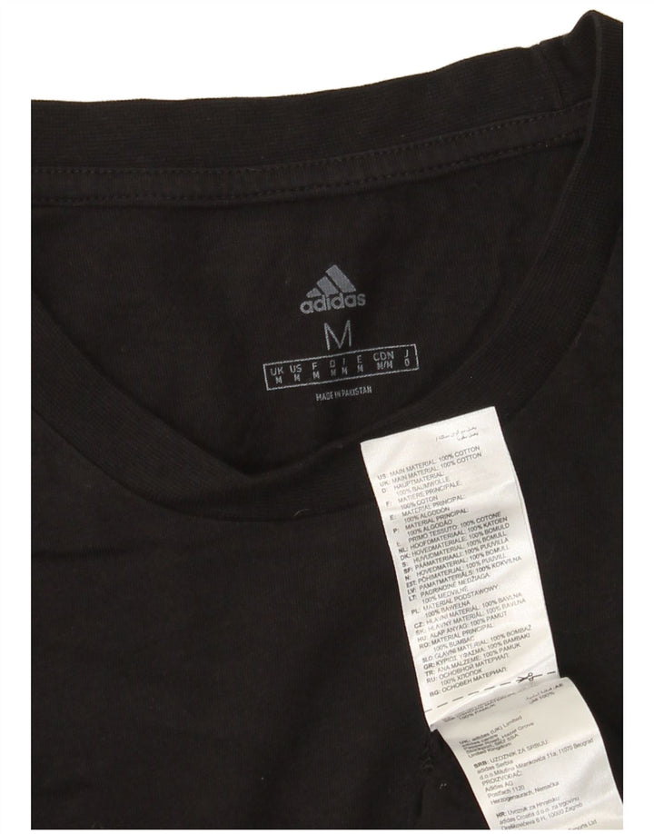Adidas Mens Camiseta Top Médio Algodão Preto