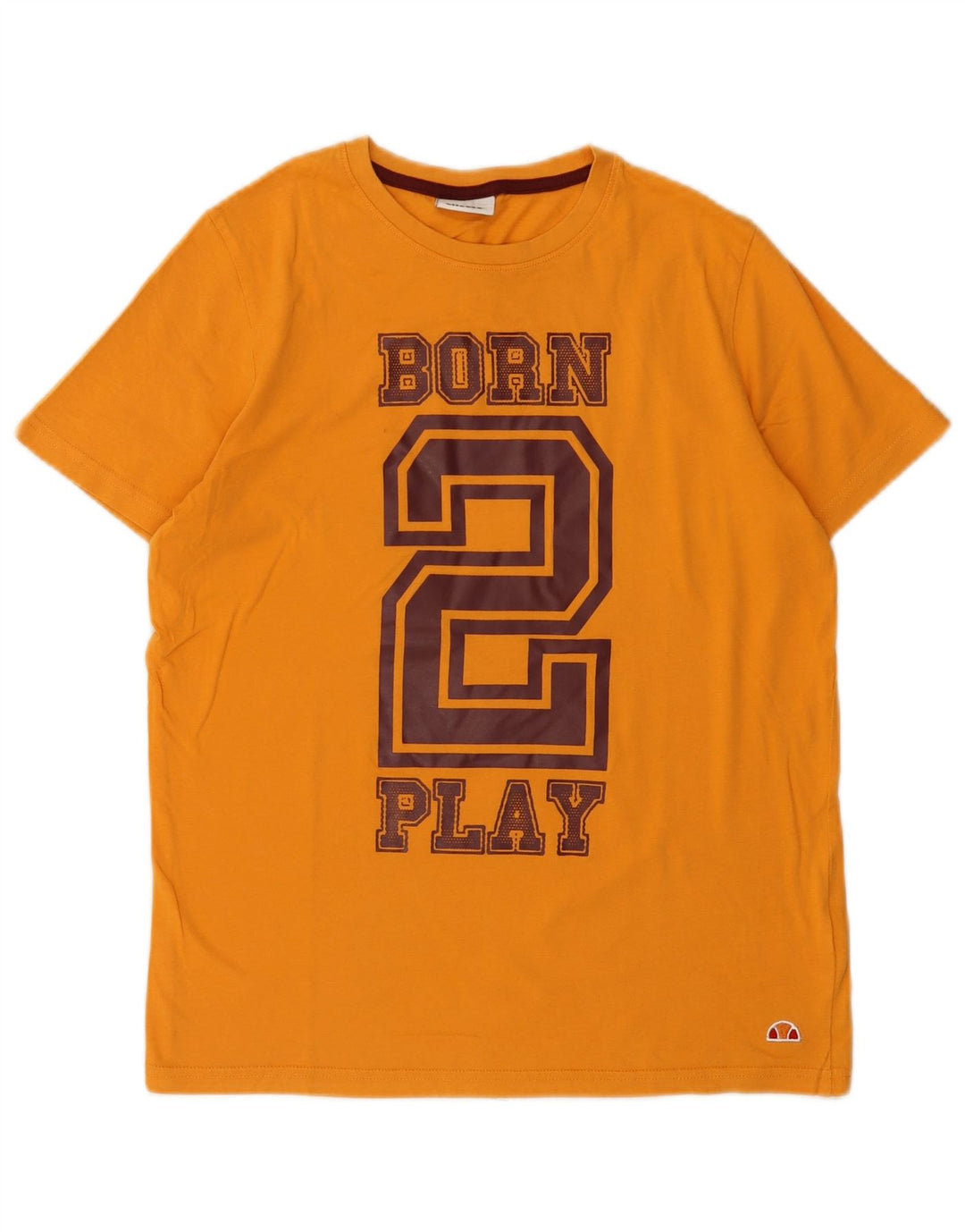 Camiseta masculina Ellesse com estampa gráfica pequena de algodão amarelo