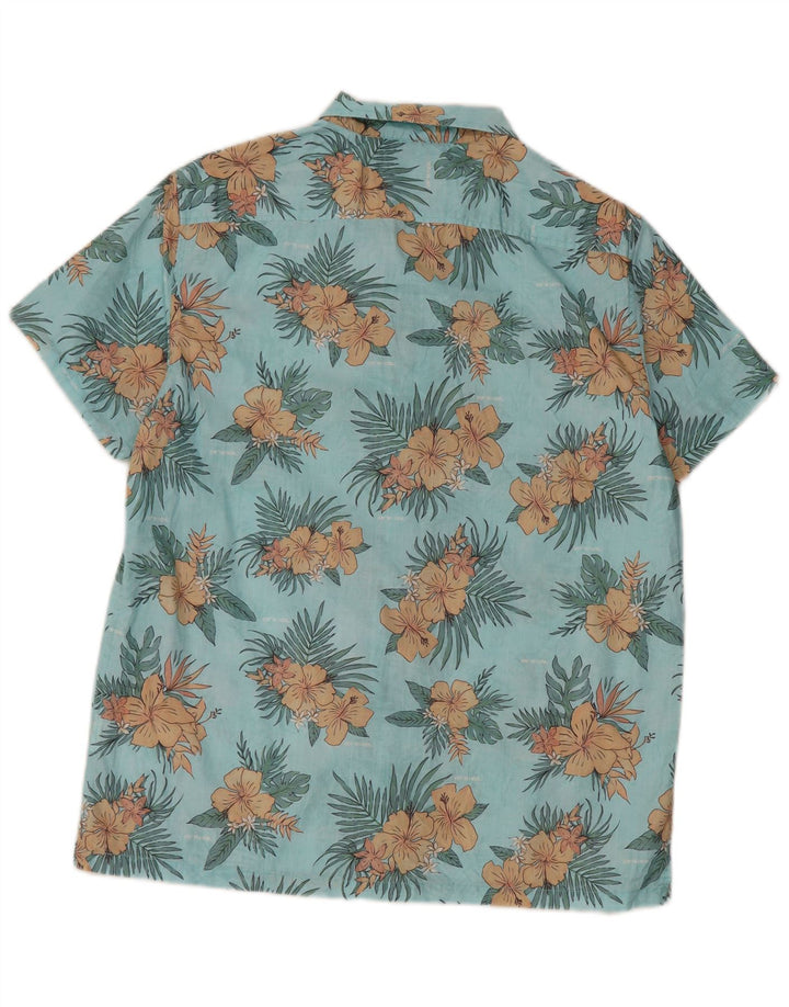 Camisa Masculina Animal Manga Curta Azul Médio Floral