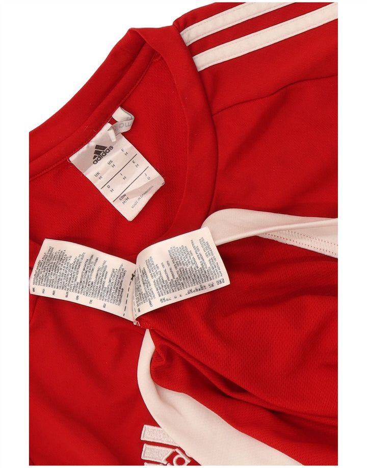 Adidas Mens Climalite Camiseta Top Médio Vermelho Colorblock Poliéster