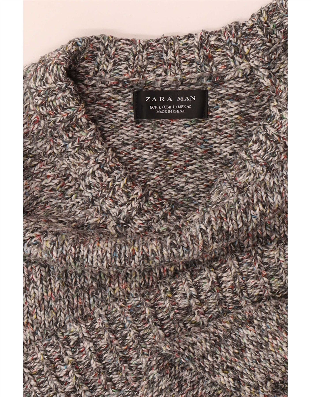 Suéter masculino Zara com gola canoa grande cinza manchado