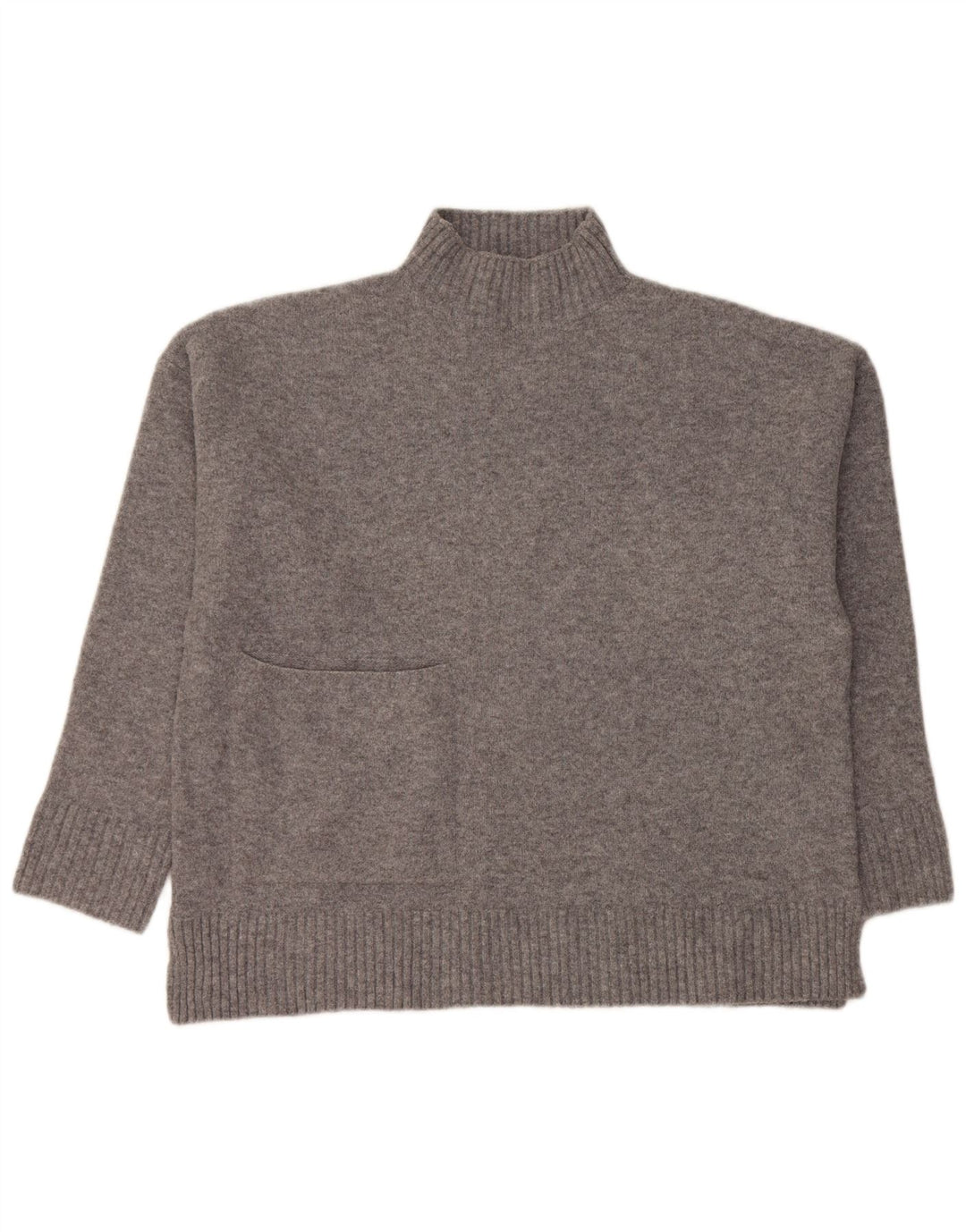 Zara Suéter feminino oversized com gola tartaruga Reino Unido 10 pequeno cinza acrílico