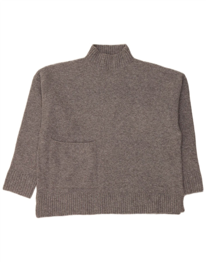 Zara Suéter feminino oversized com gola tartaruga Reino Unido 10 pequeno cinza acrílico