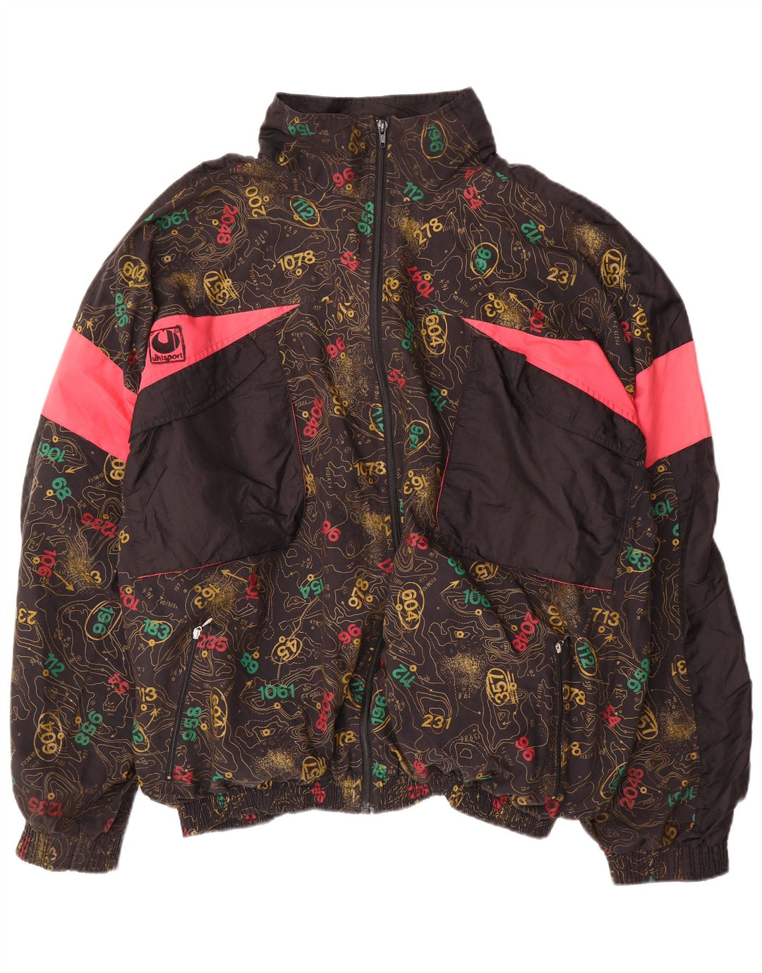 Uhlsport Jaqueta masculina de agasalho gráfico XL preto colorblock algodão