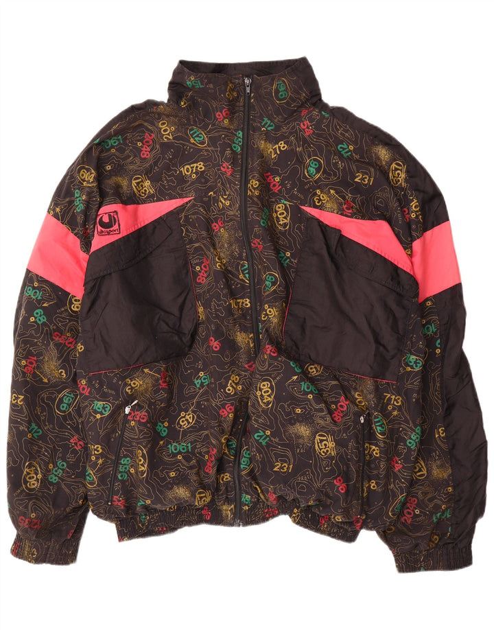 Uhlsport Jaqueta masculina de agasalho gráfico XL preto colorblock algodão