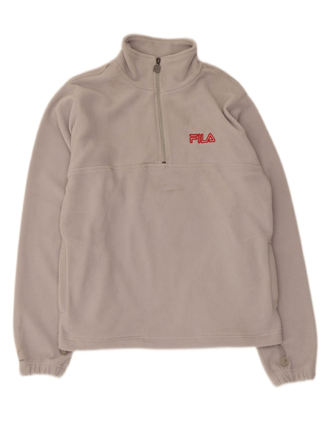 Suéter de lã masculino Fila com zíper e gola média cinza poliéster