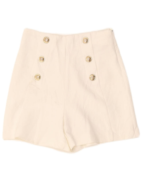 Zara Shorts feminino cintura alta casual XS W24 branco