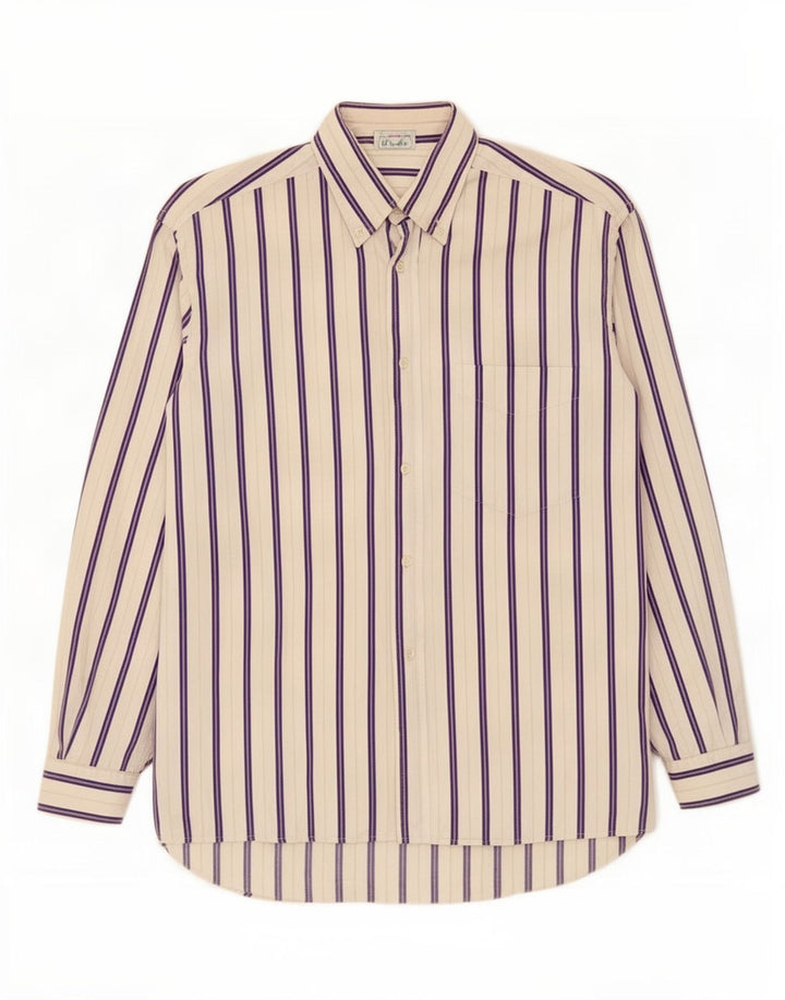 Camisa masculina Benetton grande listrada branca